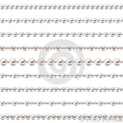 Seamless pearl beads. Pearl Beads Set. Vector. Vector Illustration