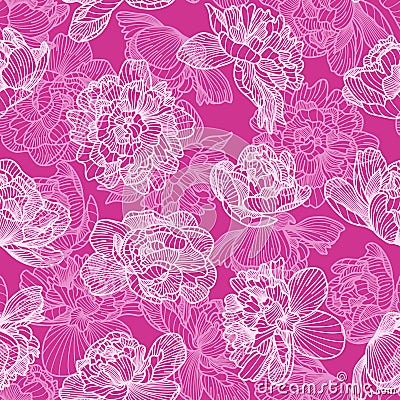 Seamless peony pattern Vector Illustration