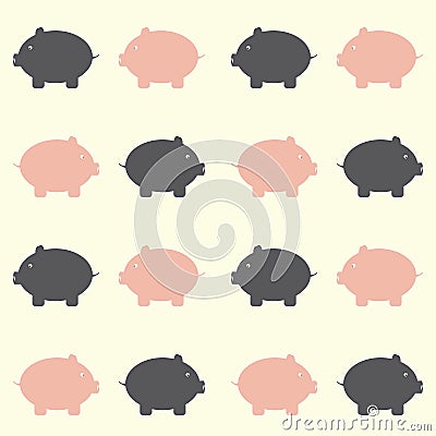 Seamless Piggy Pattern Stock Photo