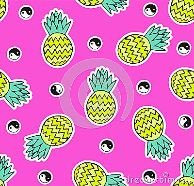 Seamless pineapple pattern Vector Illustration