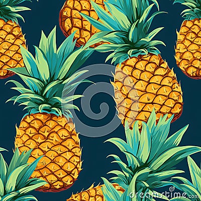 Seamless Pineapple Pattern graphic Illustration Stock Photo