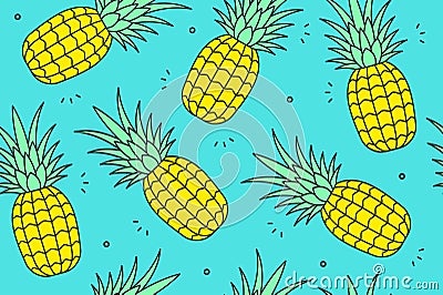 Pineapple seamless pattern Vector Illustration