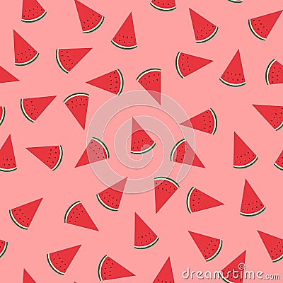 Seamless pink background with watermelon slices. design for greeting card and invitation of seasonal summer holiday Stock Photo