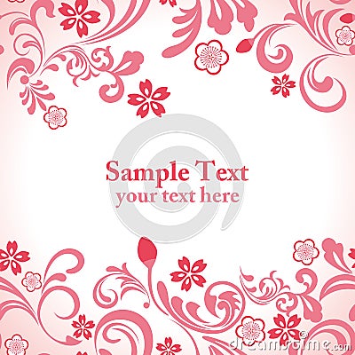 Seamless pink cherry blossom frame Vector Illustration