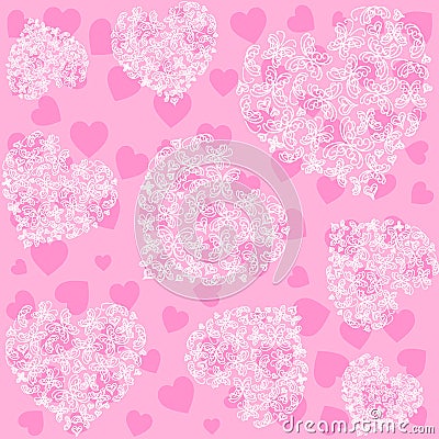 Seamless Pink Heart Pattern Vector Illustration