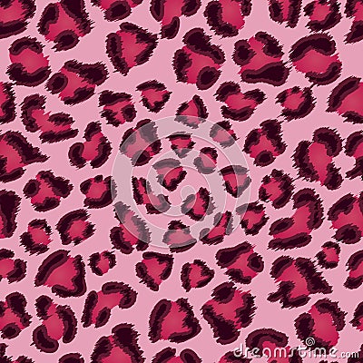 Seamless pink leopard texture pattern. Vector Illustration