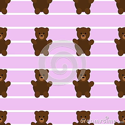 Seamless Pink Teddy Bear Patter Vector Illustration