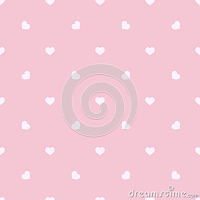 Seamless pink texture with scattered hearts. Valentine`s Day backdrop. Vector Illustration