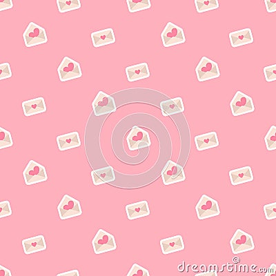 Seamless pink vector envelopes pattern. Concept of love and Valentines day. Vector Illustration