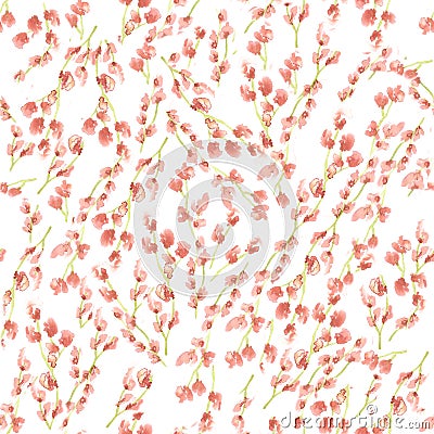 Seamless pink watercolor floral pattern Stock Photo