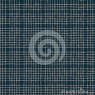 Seamless plaid pattern with hand drawn golg grid on dark background in Art Deco style Stock Photo