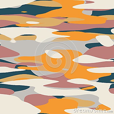 Seamless plain flat color camo hip digital pattern Cartoon Illustration