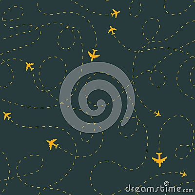 Seamless plane track patten Vector Illustration