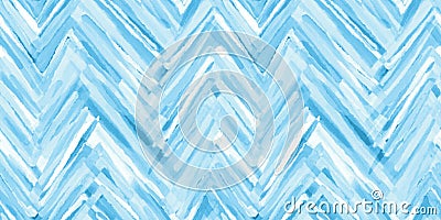 Seamless playful hand painted watercolor light pastel blue herringbone or chevron fabric pattern Stock Photo