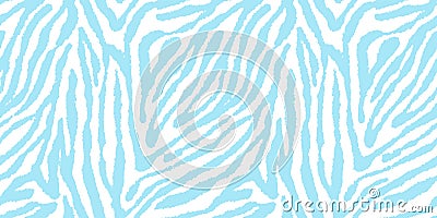 Seamless playful light pastel blue and white zebra or tiger stripe fabric pattern Stock Photo