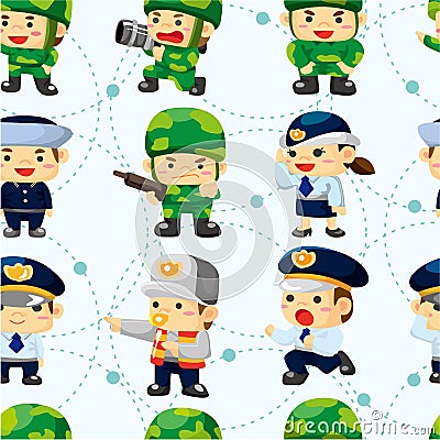 Seamless police and soldier pattern Vector Illustration