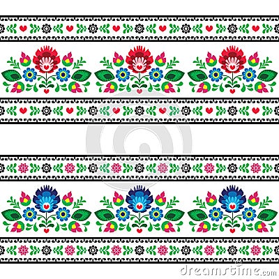 Seamless Polish folk pattern with flowers Stock Photo