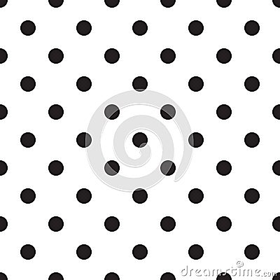 Seamless polka dot pattern background. Black dots on white background. Vector Illustration