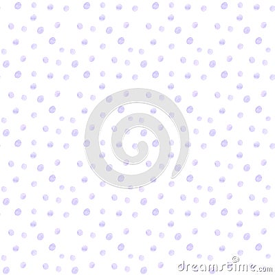 Seamless polka dot pattern from watercolor paint violet circles. illustration for your design. Cartoon Illustration