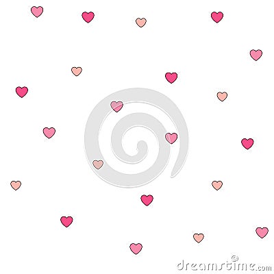 Seamless polka dot pink hearts pattern Stock Photo