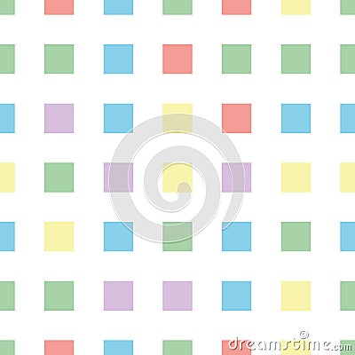 Seamless polka square pattern in different colors. Colorful theme. Sipmle flat vector wallpaper. Vector Illustration