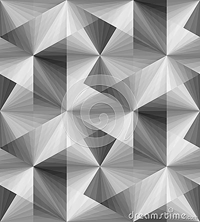 Seamless Polygonal Monochrome Transparent Pattern. Optical Illusion of Volume and Depth Vector Illustration