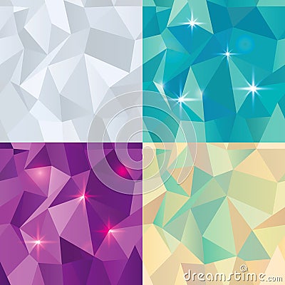 Seamless Polygonal Pattern Set, Background Vector Illustration