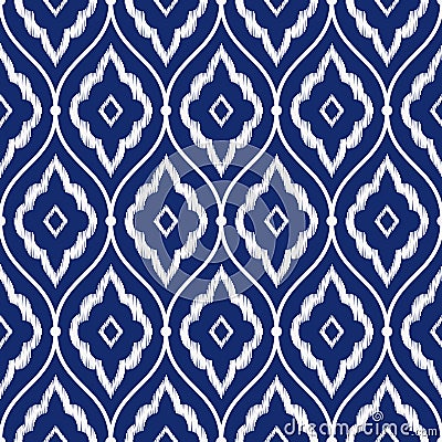 Seamless porcelain indigo blue and white vintage Persian ikat pattern vector Vector Illustration
