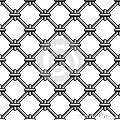 Seamless prison grating with rings, vector metal mesh grating bound rings, anti-penetration protection Vector Illustration