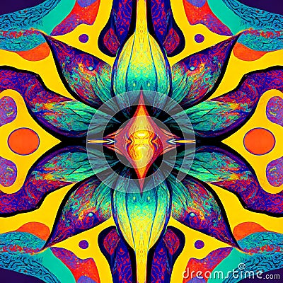 Seamless psychedelic and trippy pattern for background Stock Photo