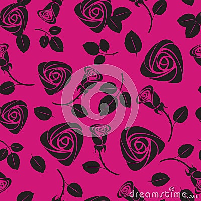 Seamless purple floral rose background Vector Illustration