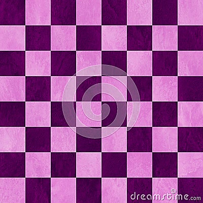 Purple and lavender checkered chess board background. Polished marbled stone textured squares. Seamless. Stock Photo