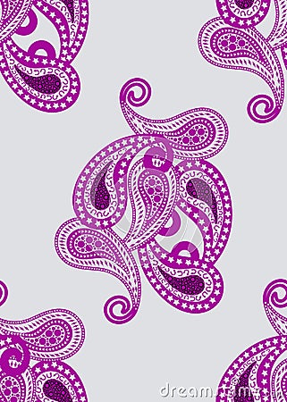 Seamless purple paisley wallpaper Stock Photo