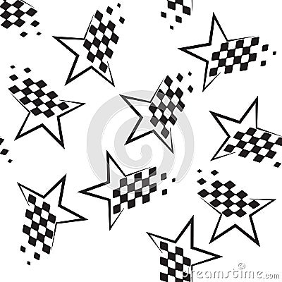 Seamless race checkered flag labels Vector Illustration