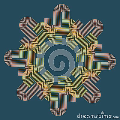 Seamless radial pattern colorful modern style abstract graphic background from various line shapes Stock Photo