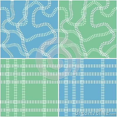 Seamless railroad background set Vector Illustration