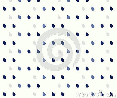 Seamless rain drops pattern on blue background Vector Illustration