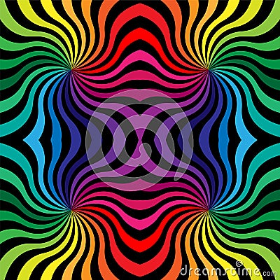 Seamless Rainbow and Black Wavy Stripes Pattern. Geometric Abstract Background. Suitable for textile, fabric, packaging and web d Vector Illustration