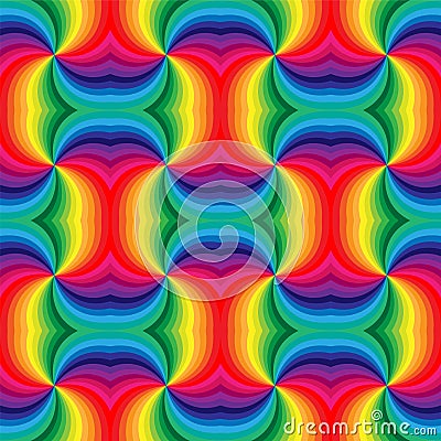 Seamless Rainbow Spirals Pattern. Geometric Abstract Background. Suitable for textile, fabric and packaging Vector Illustration