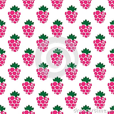 Seamless raspberry background white pink pattern Vector Illustration