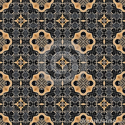 Seamless raster pattern in oriental style Flower psychedelic mosaic Pattern for wallpaper, backgrounds, decor for tapestries. Psyc Stock Photo