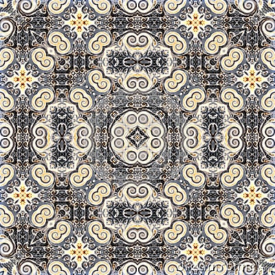 Seamless raster pattern in oriental style Flower psychedelic mosaic Pattern for wallpaper, backgrounds, decor for tapestries. Psyc Stock Photo