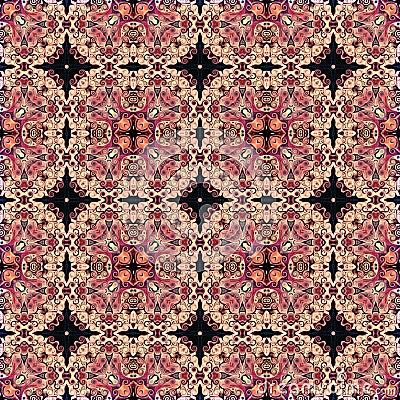 Seamless raster pattern in oriental style Flower psychedelic mosaic Pattern for wallpaper, backgrounds, decor for tapestries. Psyc Stock Photo