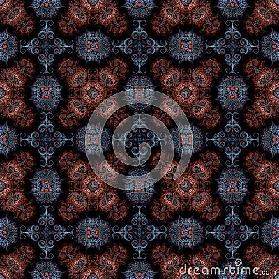 Seamless raster pattern in oriental style Flower psychedelic mosaic Pattern for wallpaper, backgrounds, decor for tapestries. Psyc Stock Photo