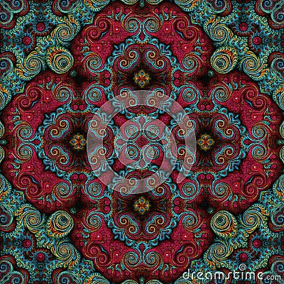 Seamless raster pattern in oriental style Flower psychedelic mosaic Pattern for wallpaper, backgrounds, decor for tapestries Stock Photo