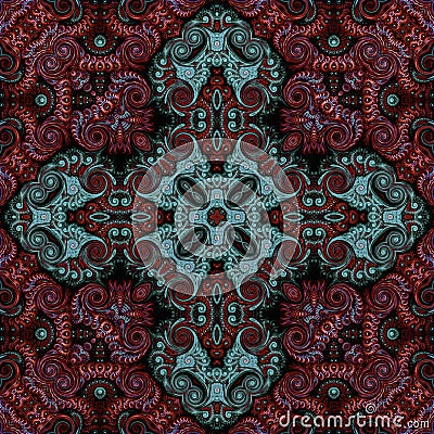 Seamless raster pattern in oriental style Flower psychedelic mosaic Pattern for wallpaper, backgrounds, decor for tapestries. Psyc Stock Photo