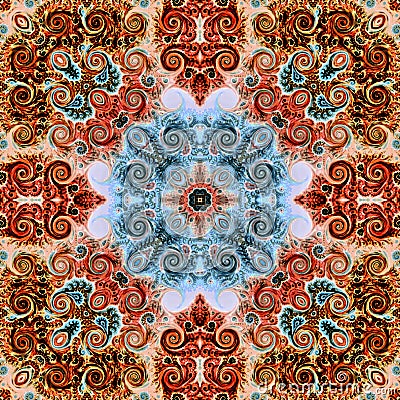 Seamless raster pattern in oriental style Flower psychedelic mosaic Pattern for wallpaper, backgrounds, decor for tapestries. Psyc Stock Photo