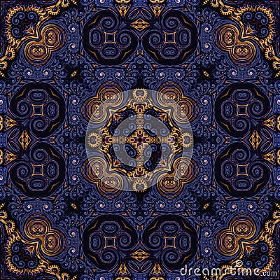 Seamless raster pattern in oriental style Flower psychedelic mosaic Pattern for wallpaper, backgrounds, decor for tapestries. Psyc Stock Photo