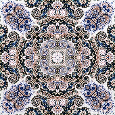 Seamless raster pattern in oriental style Flower psychedelic mosaic Pattern for wallpaper, backgrounds, decor for tapestries. Psyc Stock Photo