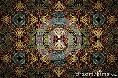Seamless raster pattern in oriental style psychedelic mosaic Pattern for wallpaper, backgrounds, decor for tapestries, carpet Stock Photo